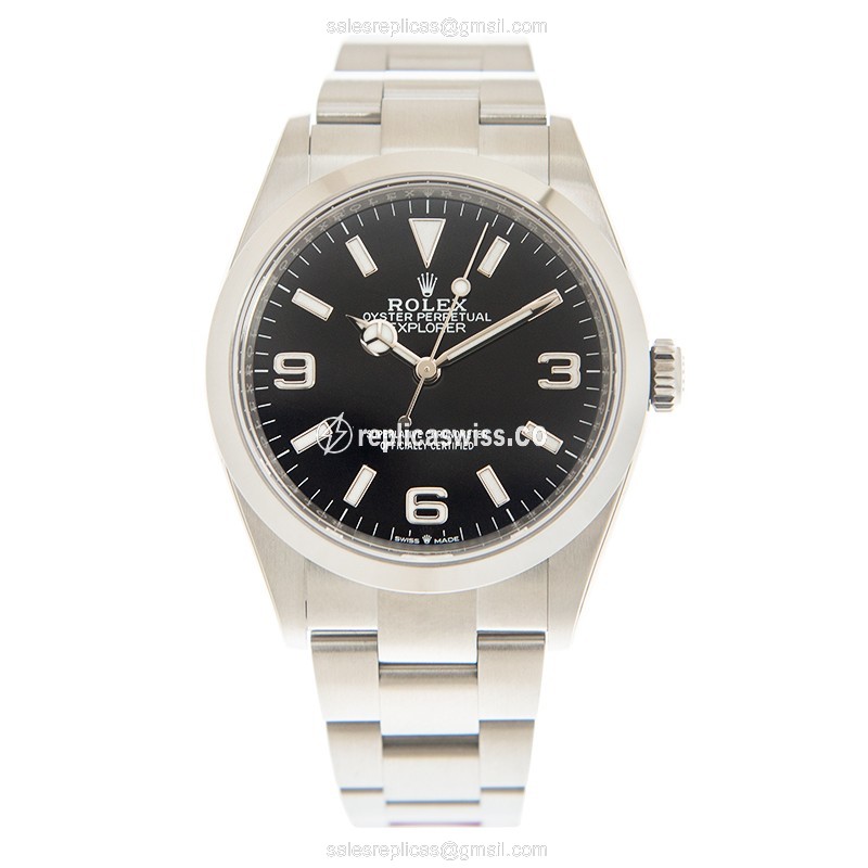 Rolex Explorer Replica - Automatic - Black on Silver - Steel Case - View 2
