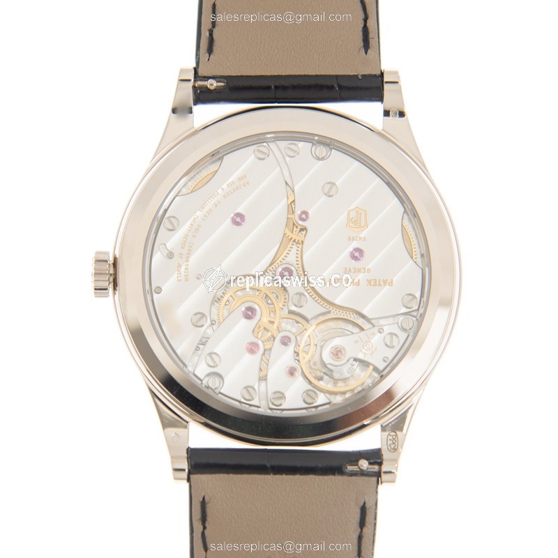 Patek Philippe 6119G-001 Replica - Manual - 18kt Gold - Gray Dial - Black Alligator Strap - View 3