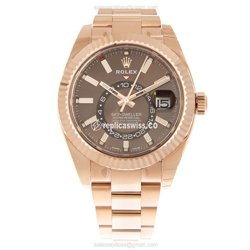 Rolex Sky-Dweller Replica | Automatic | 18kt Gold Case | Brown Dial - View 2