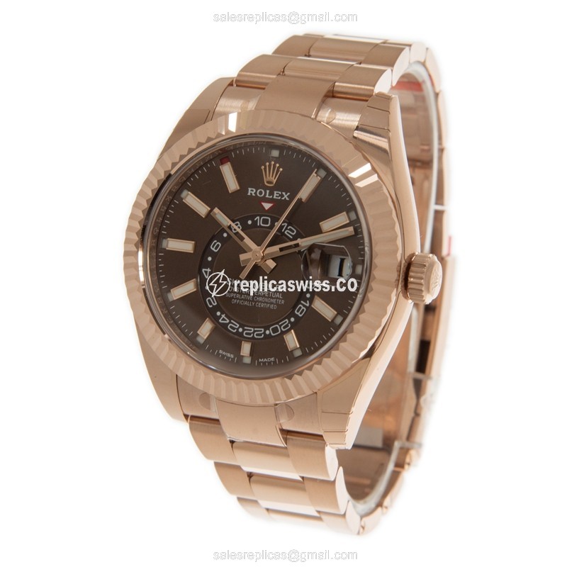 Rolex Sky-Dweller Replica | Automatic | 18kt Gold Case | Brown Dial - View 3
