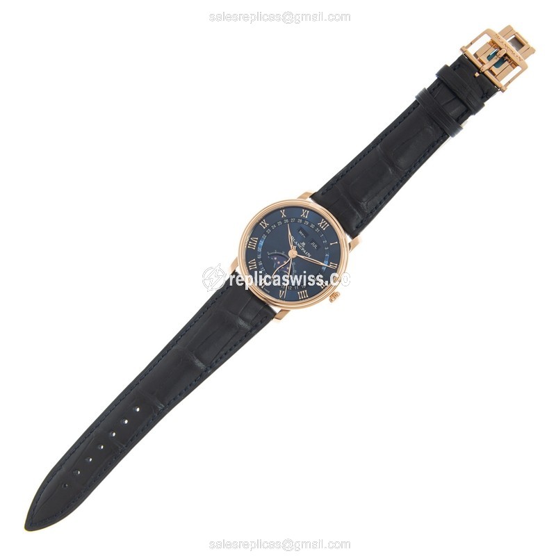Blancpain CLASSIQUE 6654-3640-55B - Automatic 18kt Rose Gold - Blue Dial, Alligator Blue Strap - View 2