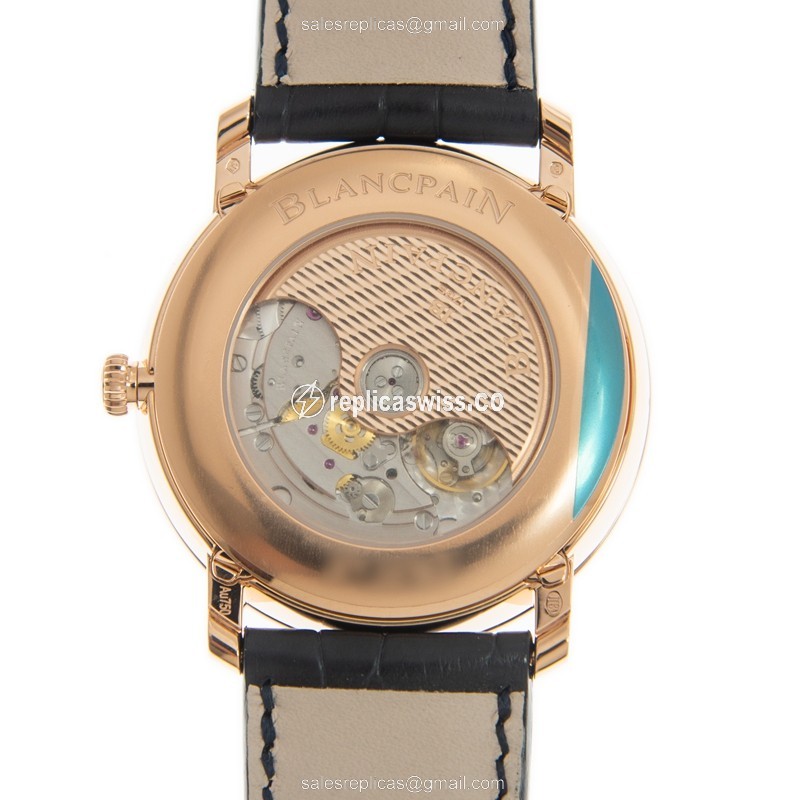 Blancpain CLASSIQUE 6654-3640-55B - Automatic 18kt Rose Gold - Blue Dial, Alligator Blue Strap - View 3