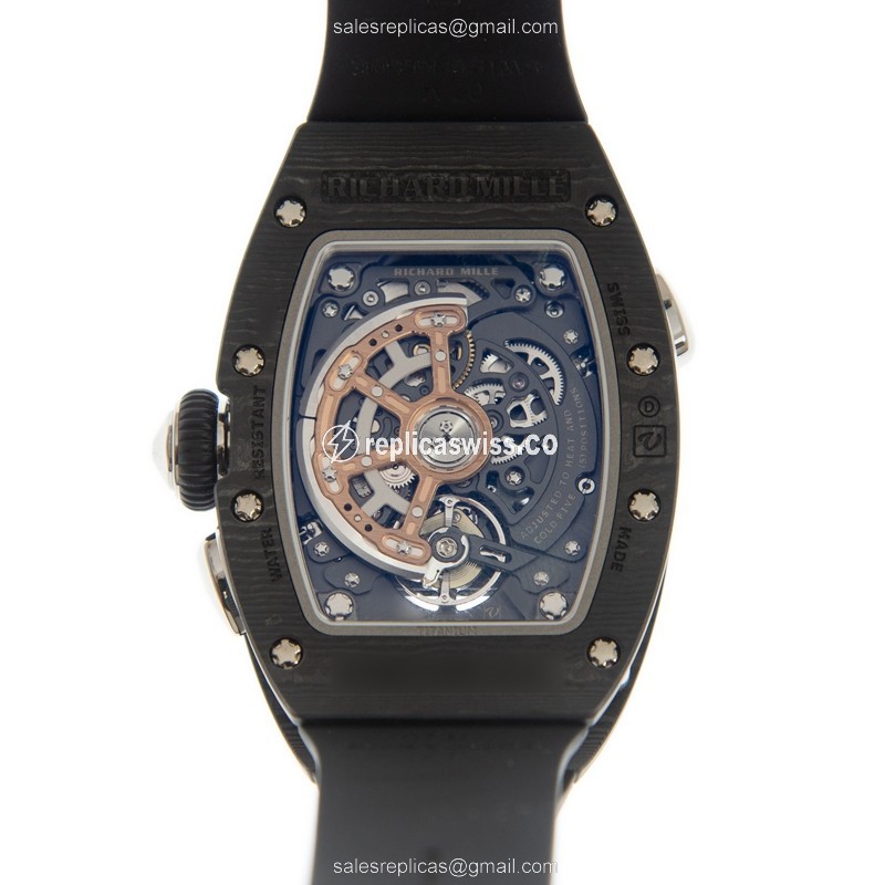 Richard Mille RM037TI-CA Replica - Automatic - Ceramic Case - Transparent - Black Rubber Strap - View 3