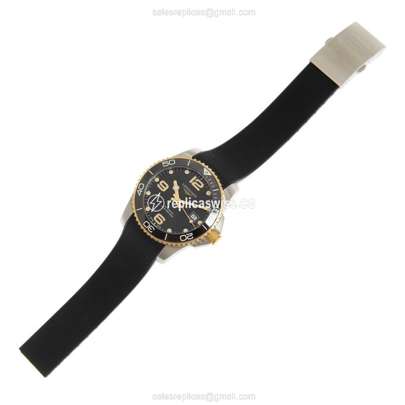 Longines CONQUEST Replica - Automatic - Steel Case - Black Dial, Rubber Strap - View 2