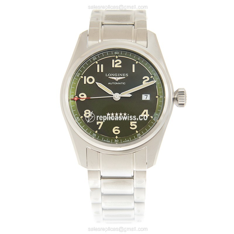 Longines Spirit Replica - Automatic - Green Dial on Silver Steel Strap - View 2