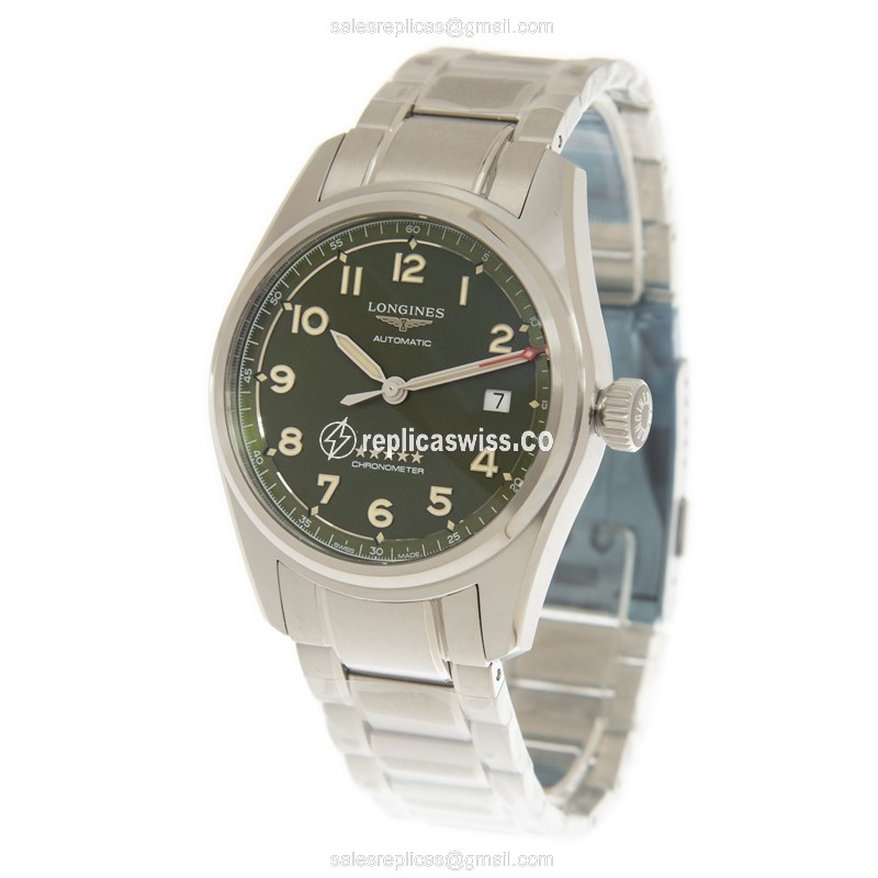 Longines Spirit Replica - Automatic - Green Dial on Silver Steel Strap - View 3