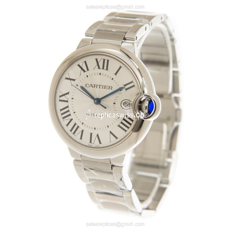 Cartier Ballon Bleu Replica - Automatic - Steel Case - Silver Dial - Steel Strap - View 3