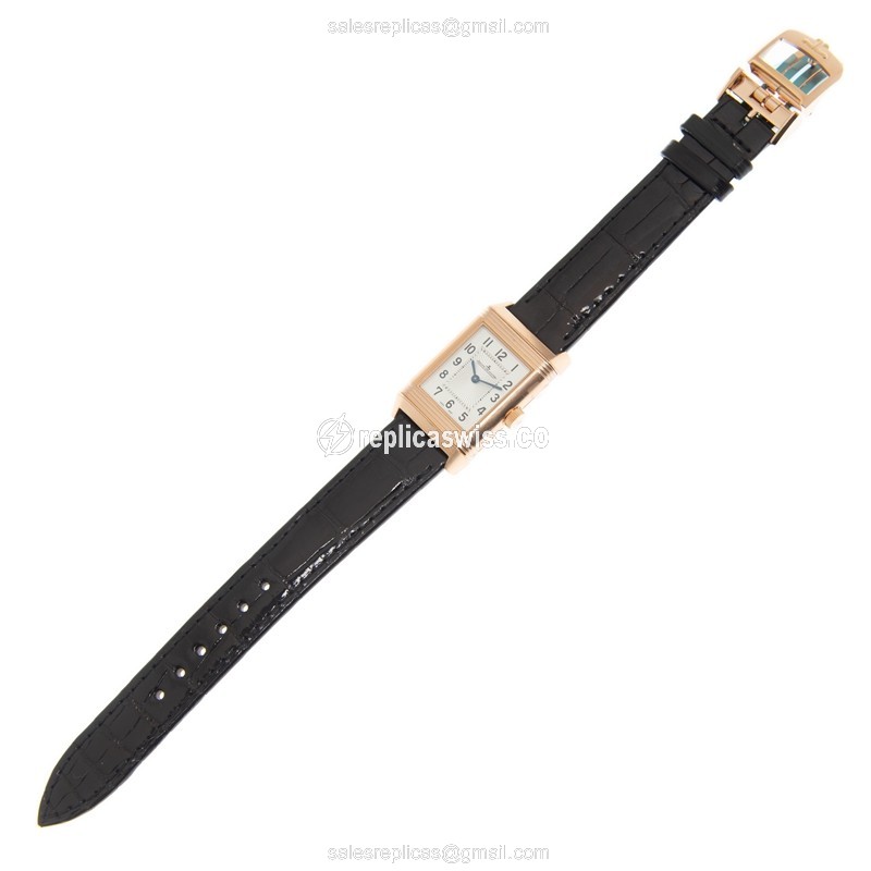 Jaeger-Lecoultre Q2662430 REVERSO - Manual Wind - 18kt Rose Gold - Diamond Bezel - Silver Dial - Leather Strap - Black Clasp - View 2