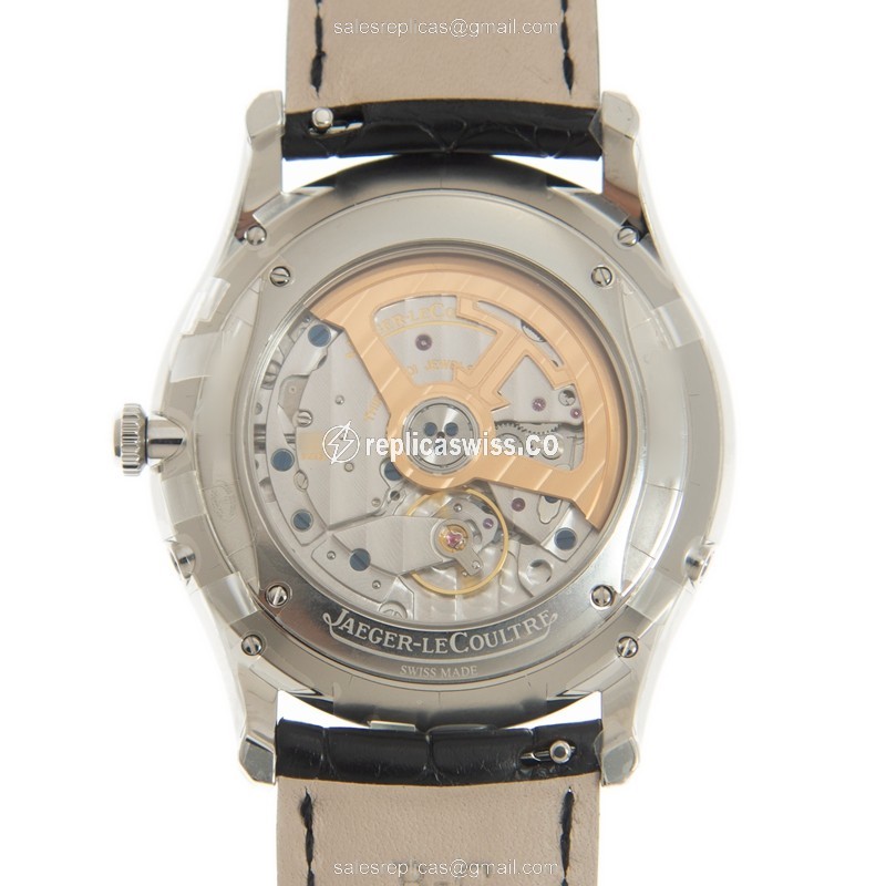 Jaeger-Lecoultre Q1368430 Replica - Ultra Thin - Automatic - Steel Case - Silver Dial - Black Leather Strap - View 3