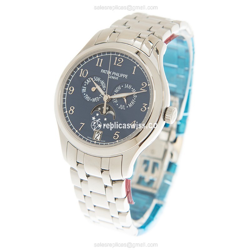 Patek Philippe 4947/1A-001 Replica - Automatic - Blue Dial - Silver Steel - View 3