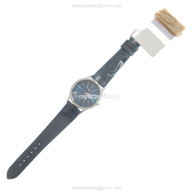 Patek Philippe 4997/200G-001 Replica - Automatic - 18kt White Gold - Blue Dial - Diamond - Leather Strap - View 2