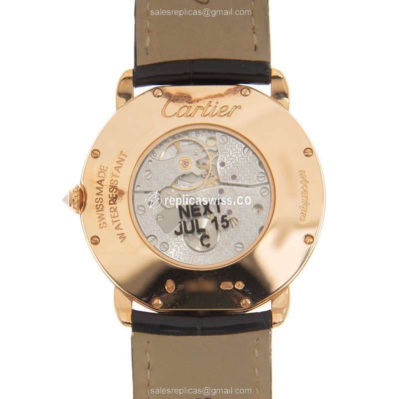 Cartier WR000651 RONDE LOUIS CARTIER - Manual - 18kt Rose Gold - Diamond Dial - Black Alligator - View 3