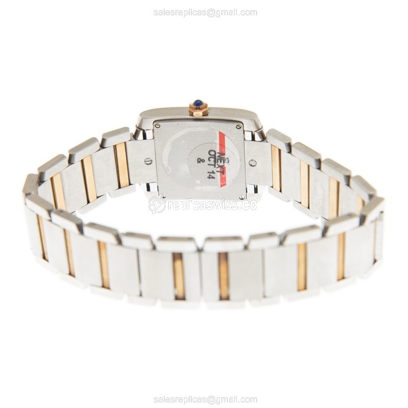 Cartier TANK Quartz Replica - White Dial - 18kt Gold Strap - Steel Case - View 4