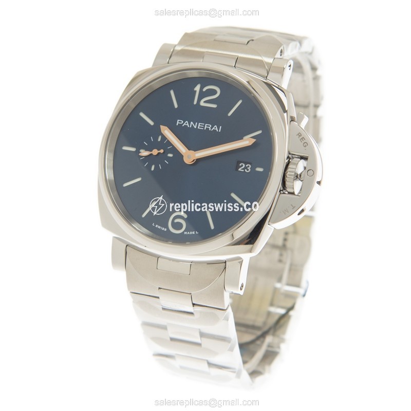 Panerai PAM01124 Replica - Automatic - Blue Dial - Steel Case - Silver Steel Strap - View 3