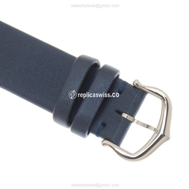 Cartier Ballon Blanc Quartz - Diamond Dial - Silver Case - Blue Silk Strap - View 4