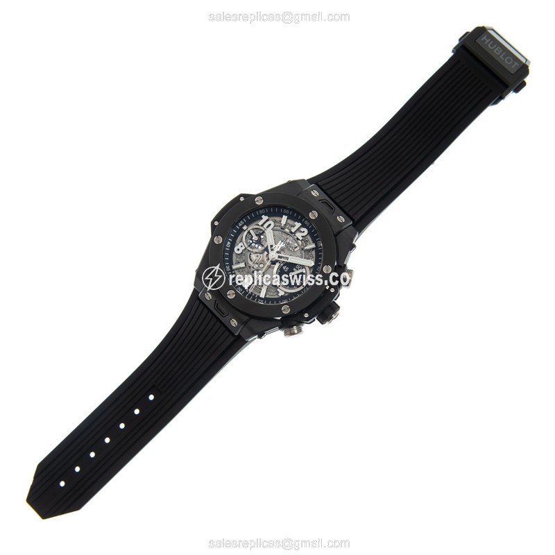 Hublot Big Bang Replica - Automatic Ceramic - Silver Dial - Black Rubber Strap - View 2