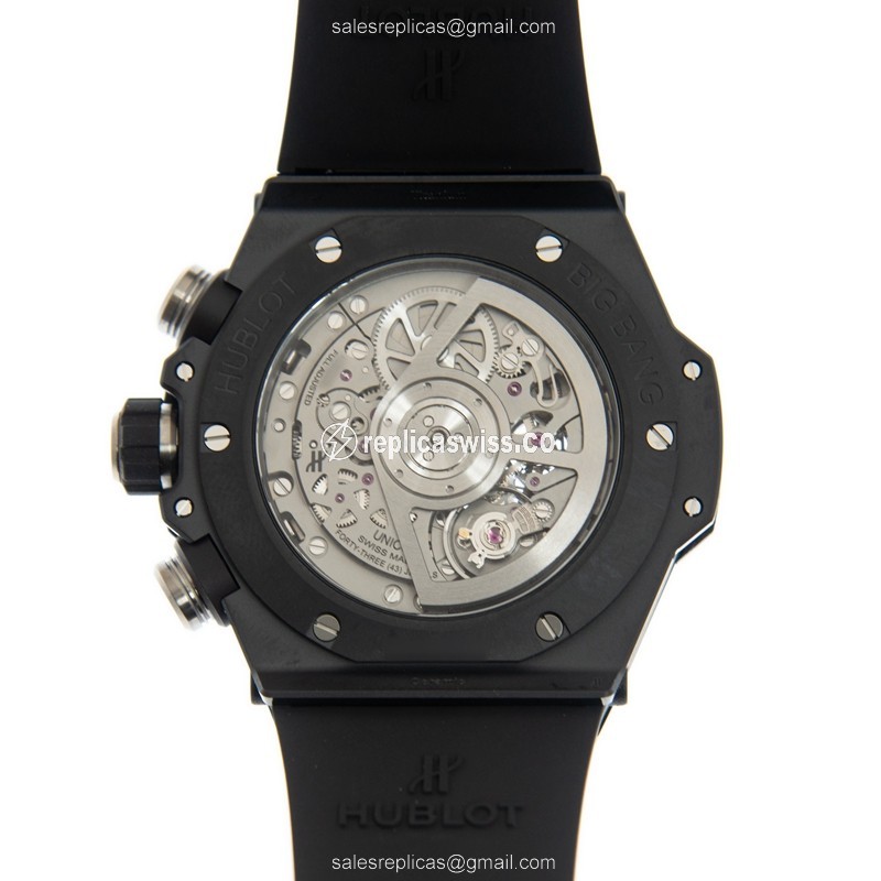 Hublot Big Bang Replica - Automatic Ceramic - Silver Dial - Black Rubber Strap - View 3