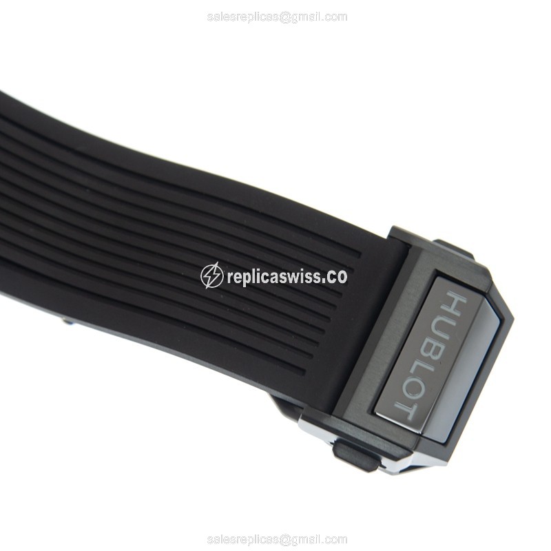 Hublot Big Bang Replica - Automatic Ceramic - Silver Dial - Black Rubber Strap - View 4