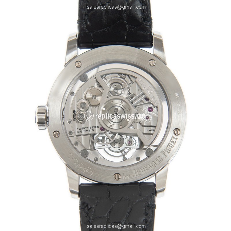Audemars Piguet 26396BC.OO.D002CR.01 - Automatic - 18kt White Gold - Blue Dial - Black Alligator Strap - View 3
