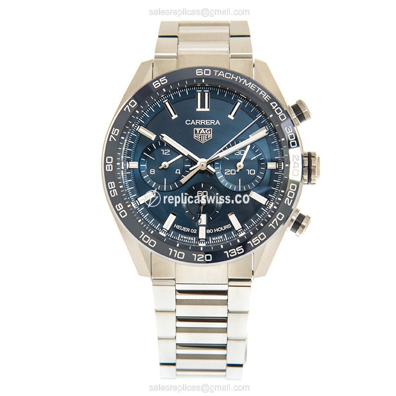 Automatic TAG Heuer CARRERA Replica - Steel Case - Blue Dial - Silver Strap - View 2