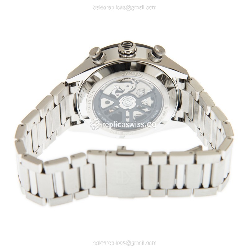 Tag Heuer Carrera Replica - Automatic - Steel Case - Black Dial - Silver Strap - View 4