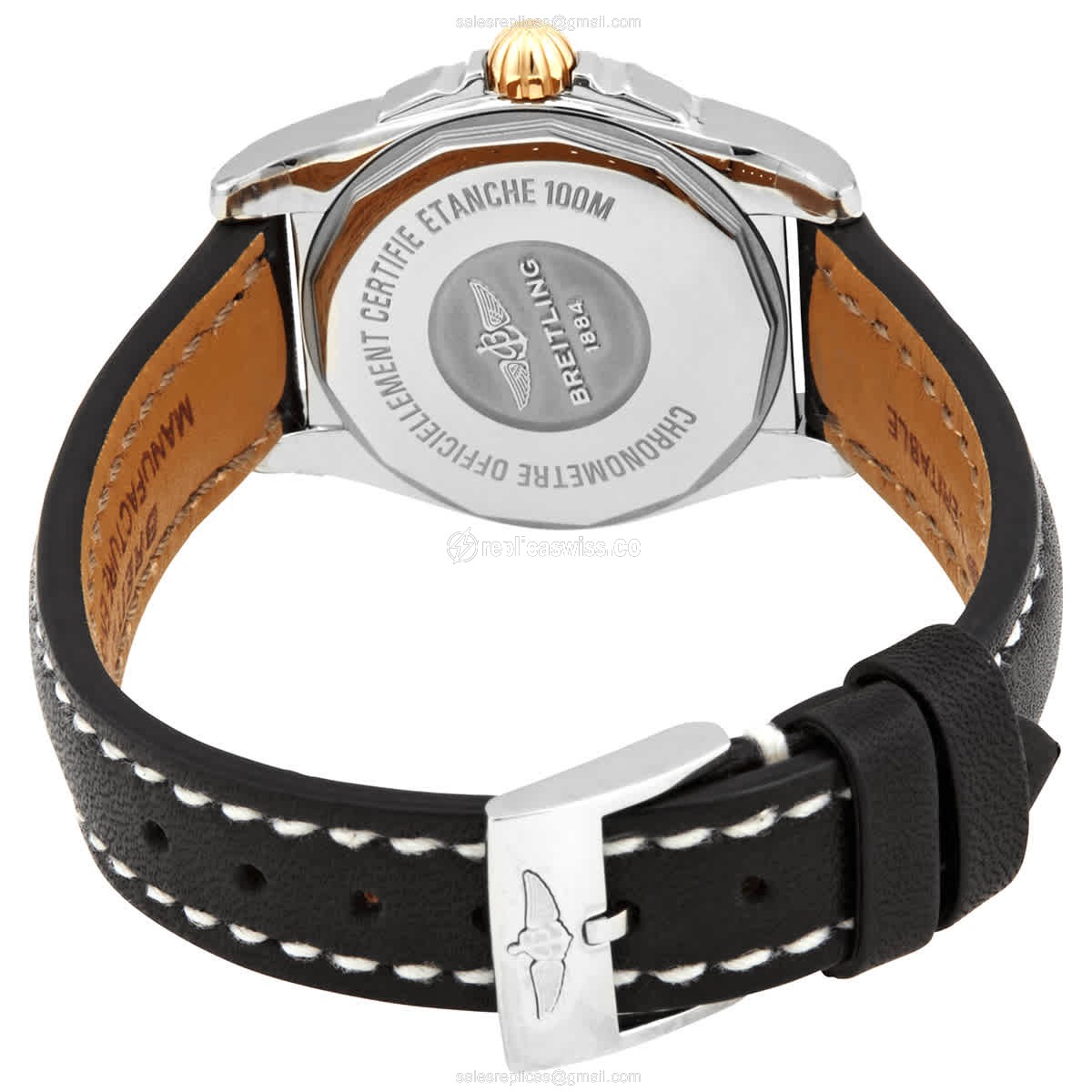 Breitling C7234853/A791BKLT GALACTIC - Quartz - 18kt Rose - Diamond - White Dial - Leather Strap - Black Buckle - View 3