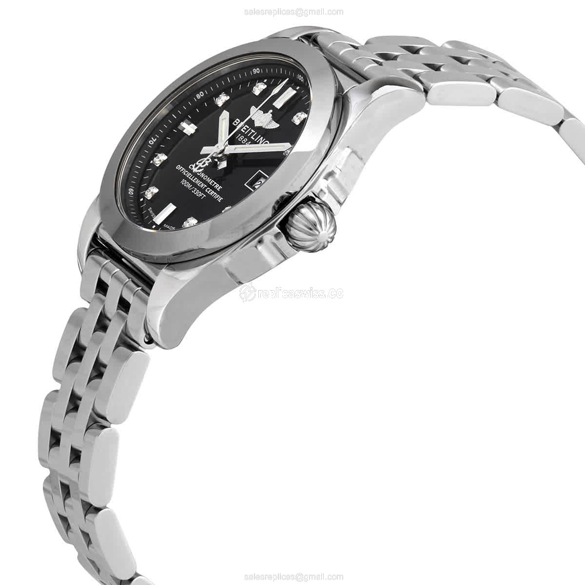 Breitling Galactic Replica Watch - Quartz Steel - Black Dial - View 2