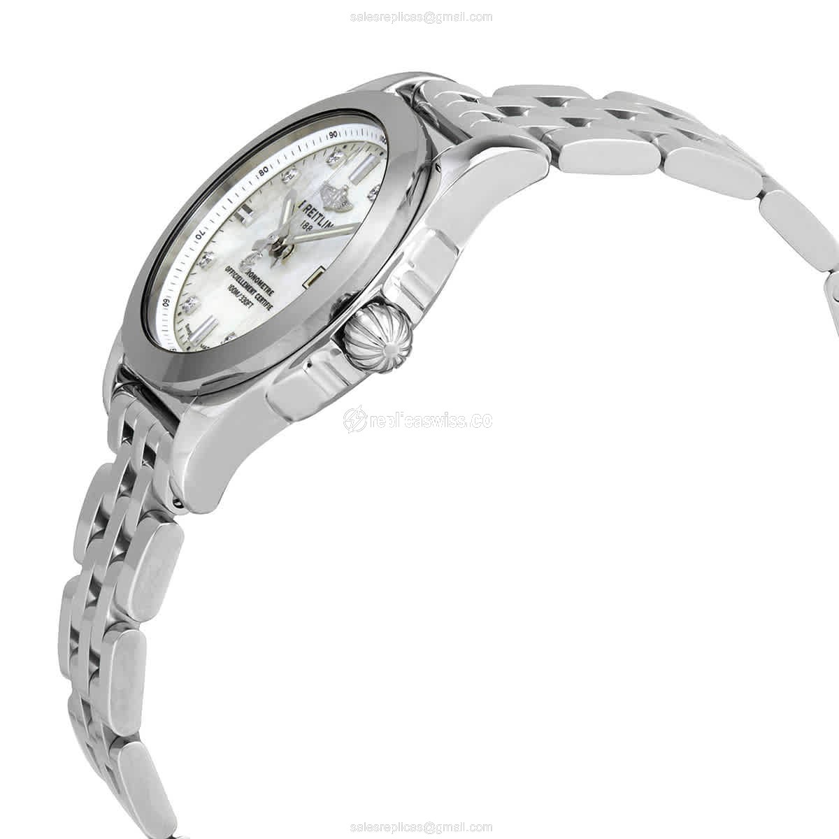 Breitling W72348121A2A1 Replica - Quartz - Steel Case - White Dial - Silver Steel Strap - View 2