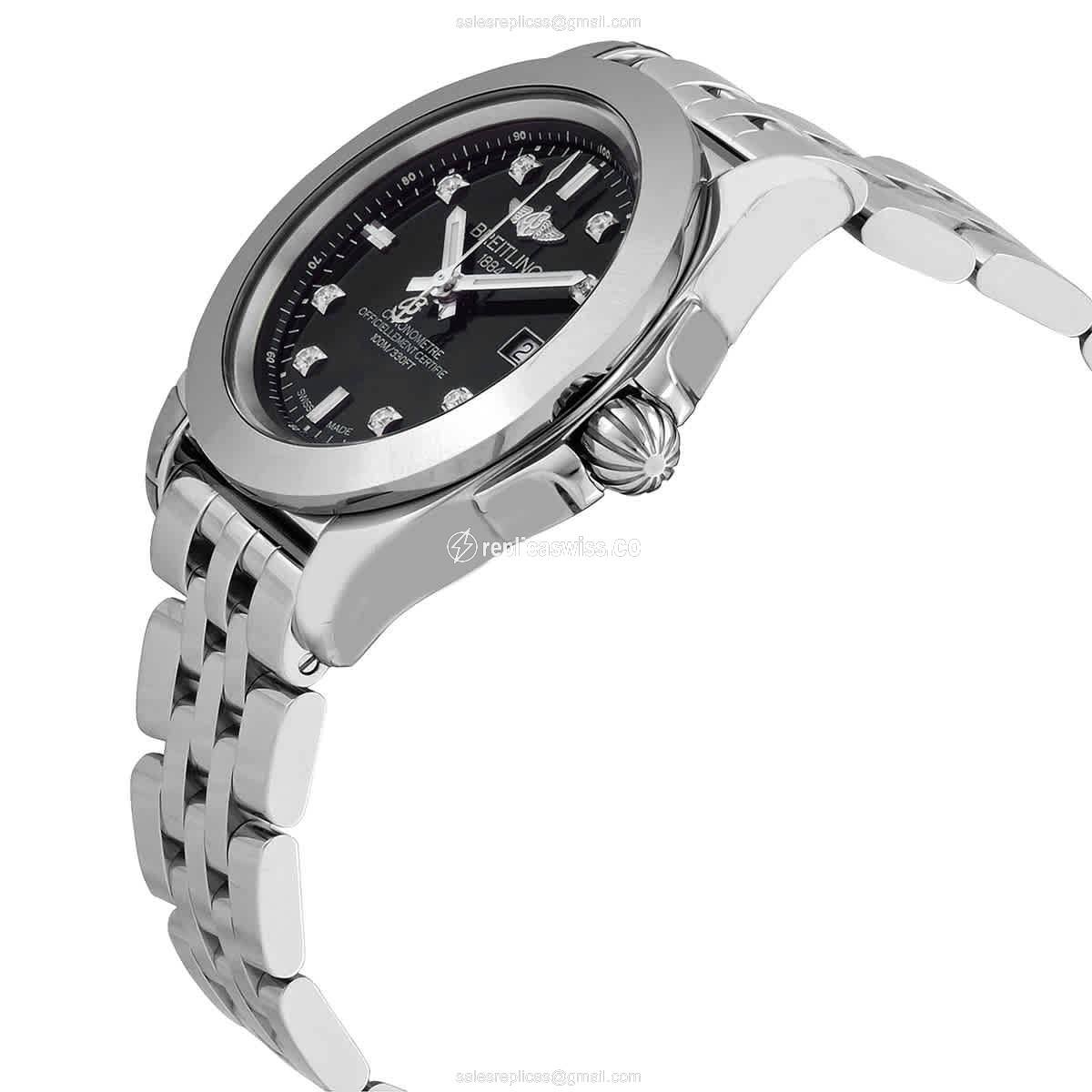 Breitling W7133012-BF63-792A GALACTIC - Quartz - Black Dial - Steel - Silver Strap - View 2