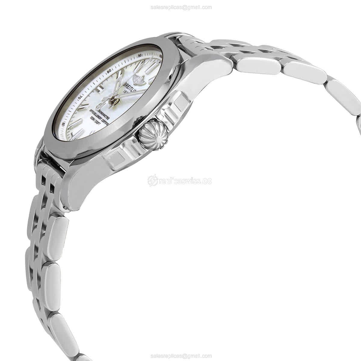 Breitling W72348121A1A1 GALACTIC Quartz - Steel Case - White Dial - Silver Steel Band - View 2
