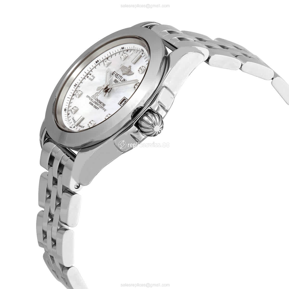 Breitling W71330121A1A1 GALACTIC Quartz - White Dial - Steel Case - Silver Strap - View 2