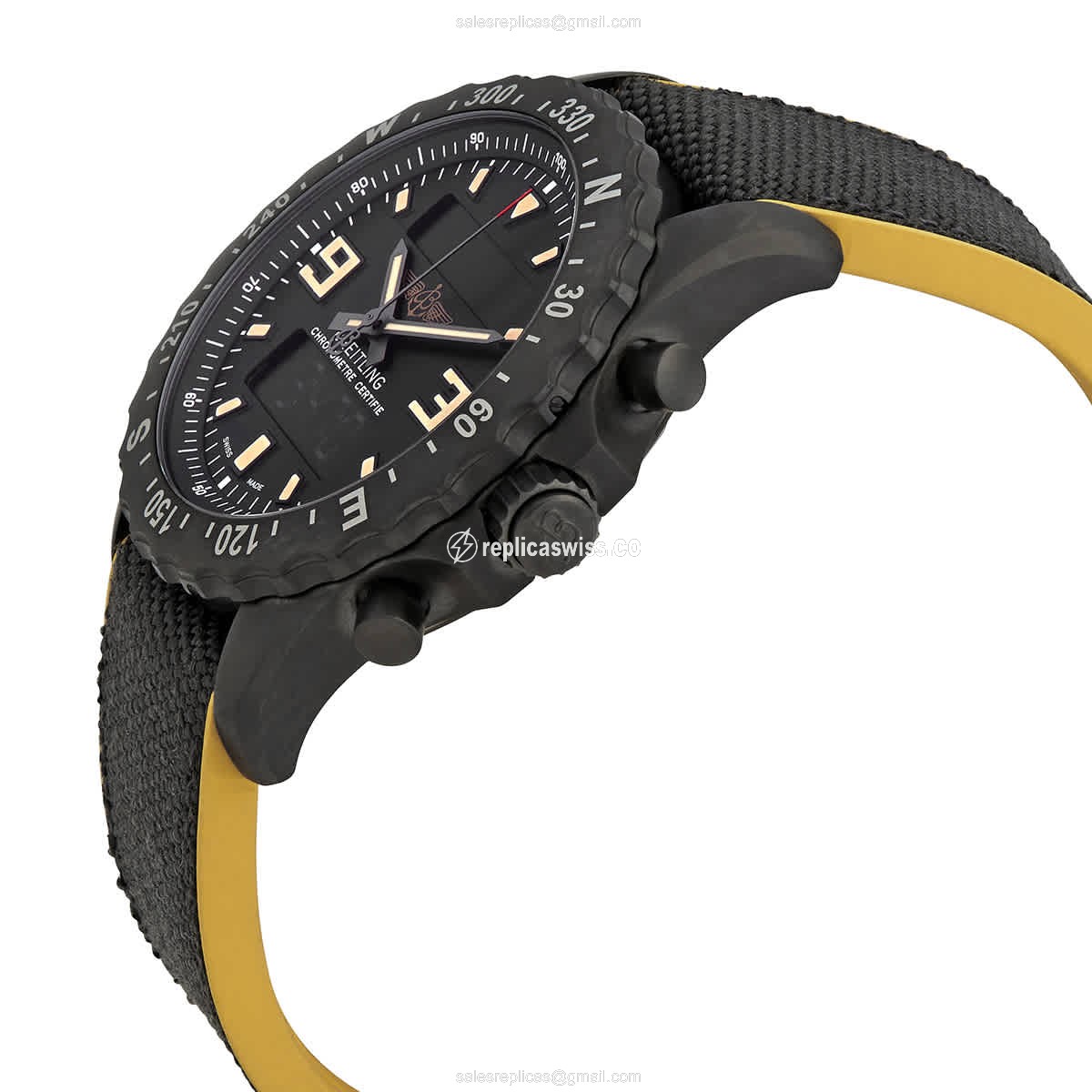 Breitling M7836622/BD39-257S Chronospace Replica - Automatic - Steel Case - Black Dial - Canvas strap - View 2