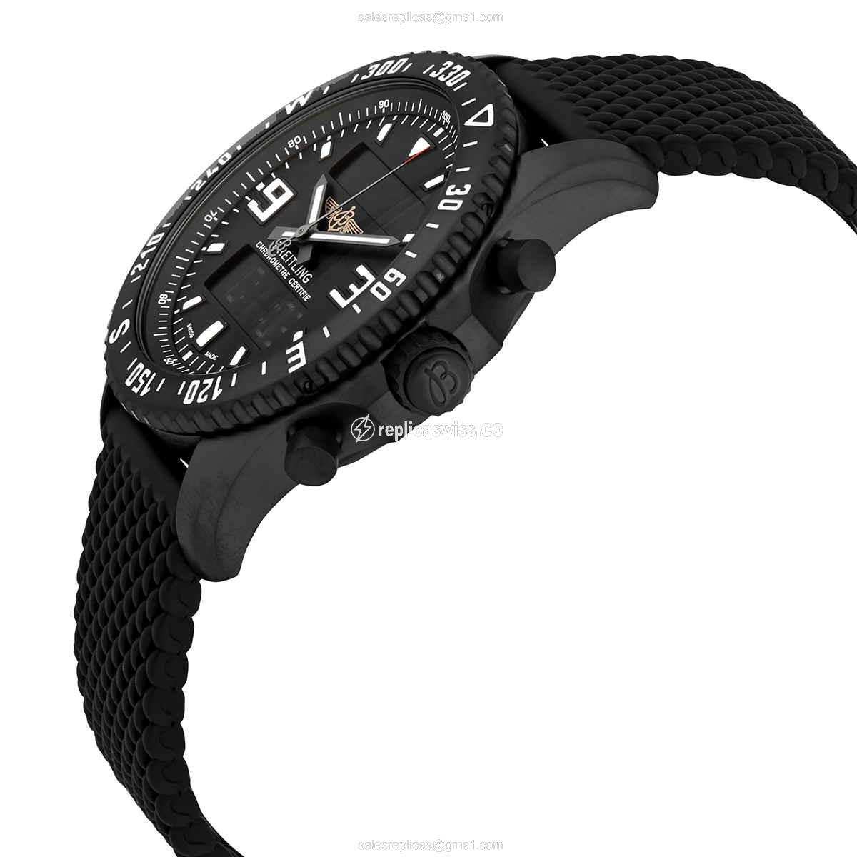 Breitling M78367101B1S1 Chronospace Quartz - Black Dial - Rubber Strap - Black Clasp - View 2