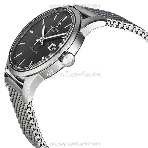 Breitling A1036012-BA91-154A Transocean Chrono - Auto - Black Dial - Steel Case & Band - View 2