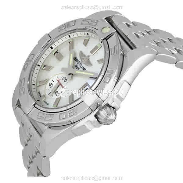 Breitling Galactic Replica - Automatic - Steel - White Dial - Silver Steel Clasp - View 2