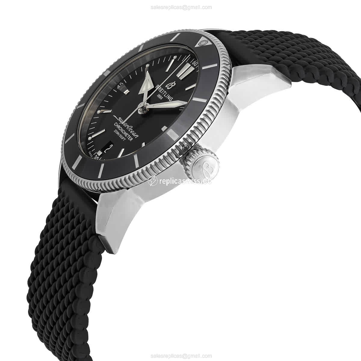 Breitling Superocean Replica - Automatic - Black Dial, Rubber Strap - View 2