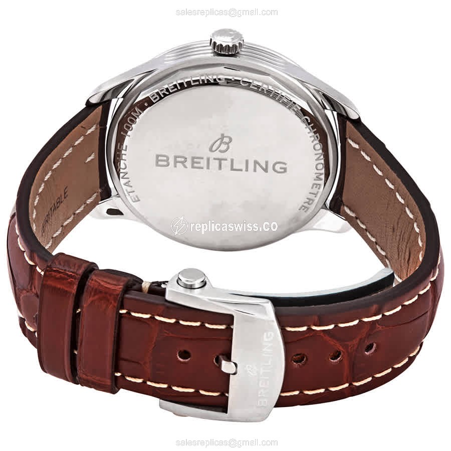 Breitling Premier A37340351B1P1 - Automatic - Stainless Steel - Gray Dial - Brown Alligator Strap - View 3