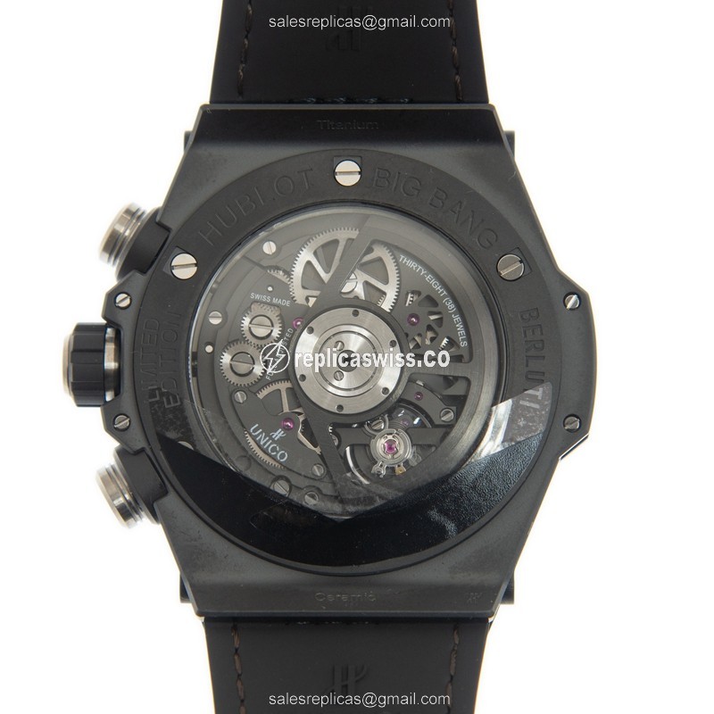 Hublot BIG BANG Replica - Automatic - Ceramic Case - Brown Dial - Brown Leather Strap - View 3