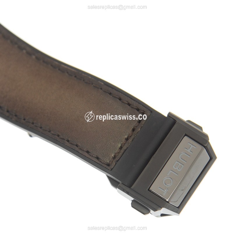 Hublot BIG BANG Replica - Automatic - Ceramic Case - Brown Dial - Brown Leather Strap - View 4