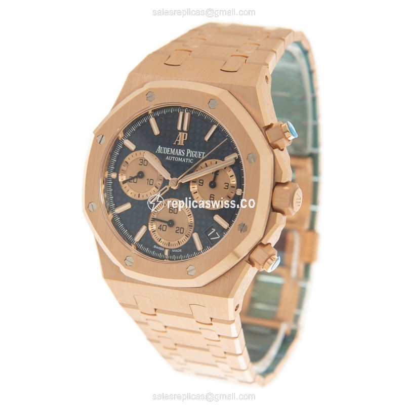Audemars Piguet 26239OR.OO.1220OR.01 - Automatic 18kt Rose Gold - Blue Dial - Gold Strap - View 3