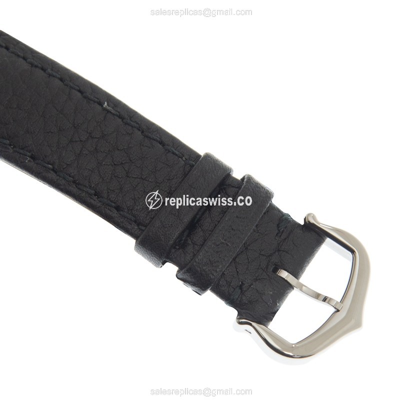 Cartier TANK Quartz Replica - White Dial - Leather Black Strap - Buckle Clasp - View 4