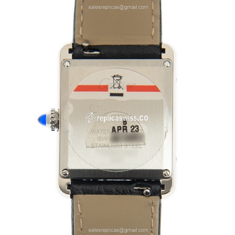 Cartier WSTA0041 Replica - Quartz - Stainless Steel Case - Silver Dial - Black Cowhide Strap - View 3