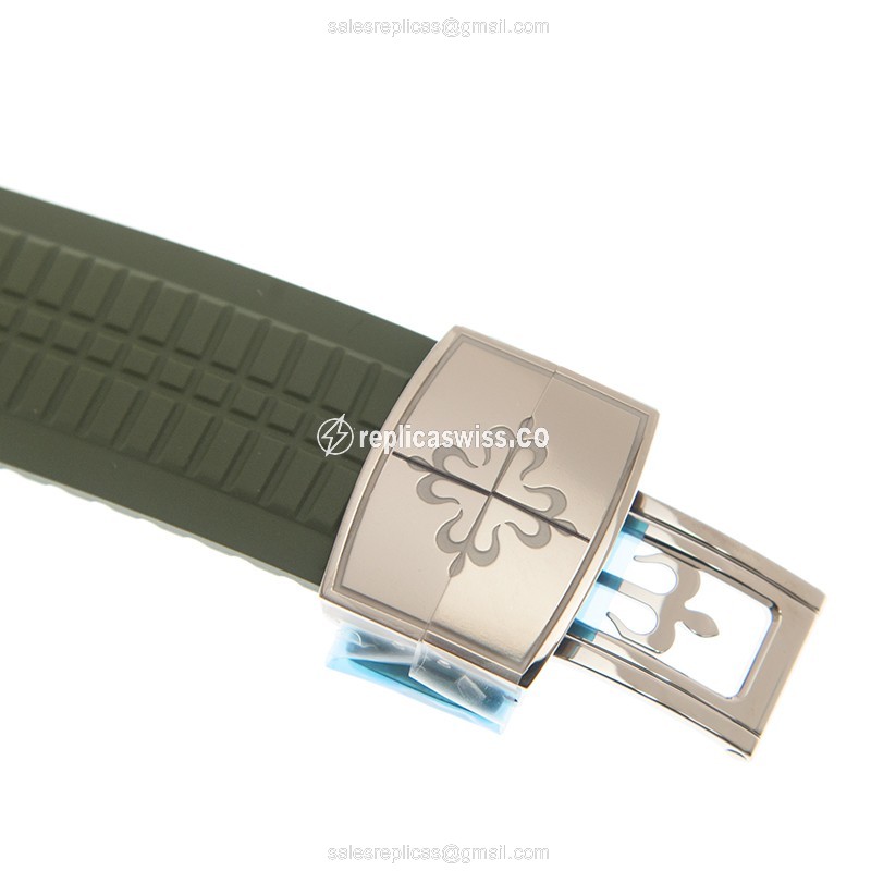 Patek Philippe AQUANAUT 5968G-010 Replica - Automatic 18kt Gold - Green Dial - Green Rubber Strap - View 4