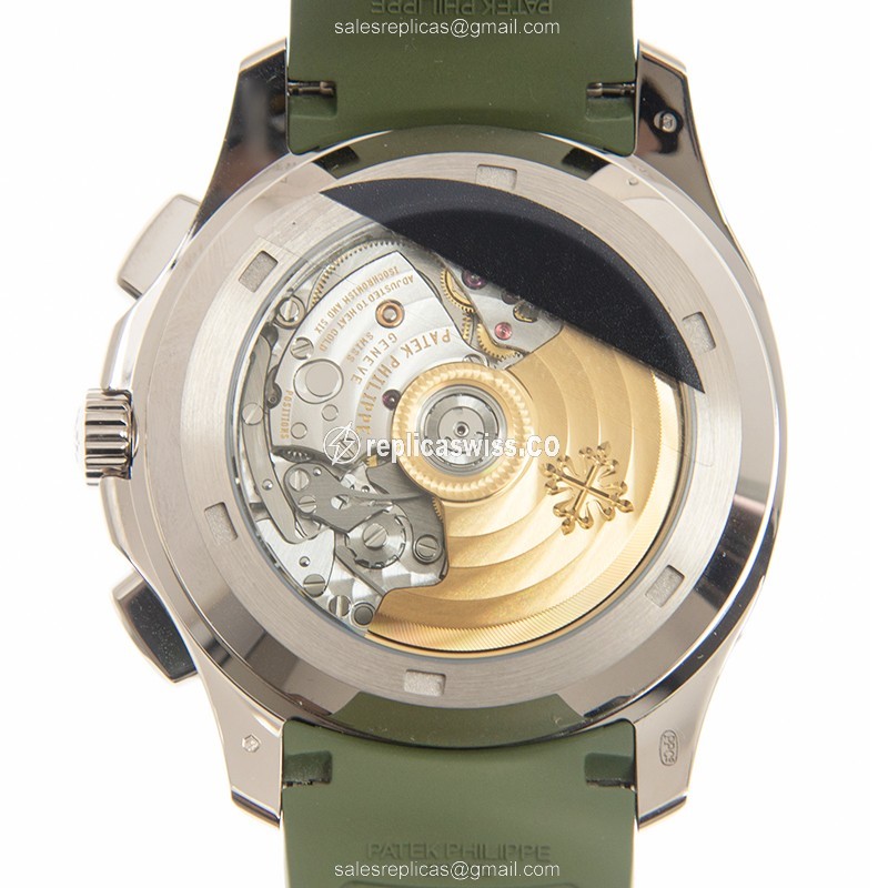 Patek Philippe AQUANAUT 5968G-010 Replica - Automatic 18kt Gold - Green Dial - Green Rubber Strap - View 3