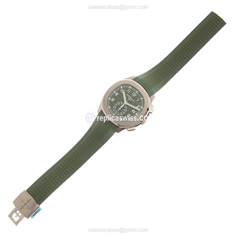 Patek Philippe AQUANAUT 5968G-010 Replica - Automatic 18kt Gold - Green Dial - Green Rubber Strap - View 2