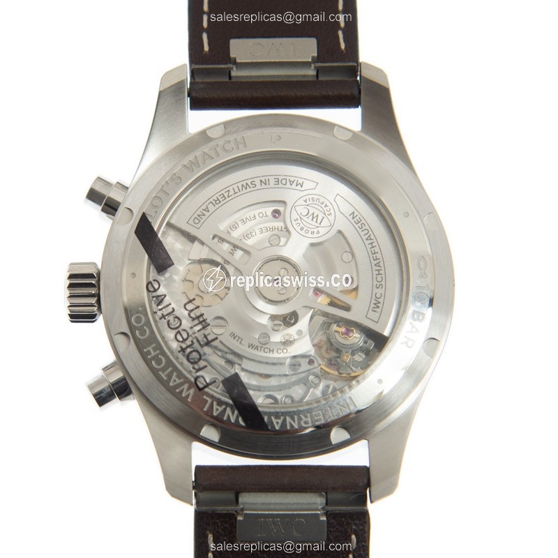 IWC PILOTS Replica - Automatic - Green Dial - Brown Leather - Stainless Steel Buckle - View 3