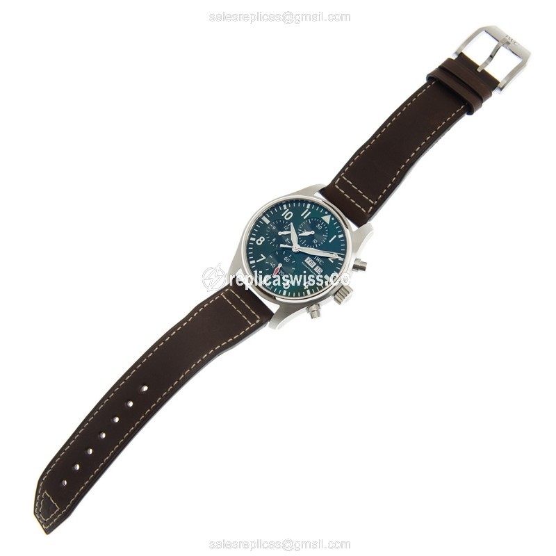 IWC PILOTS Replica - Automatic - Green Dial - Brown Leather - Stainless Steel Buckle - View 2