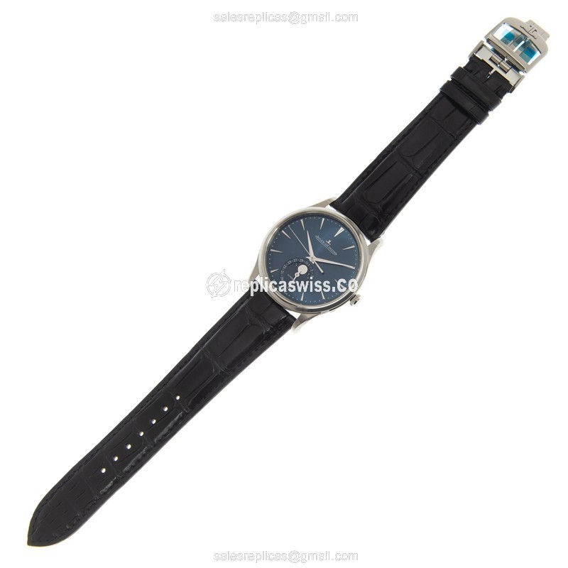 Jaeger-Lecoultre Q1368480 Replica - Ultra Thin - Automatic - Blue Dial - Leather Strap - View 2
