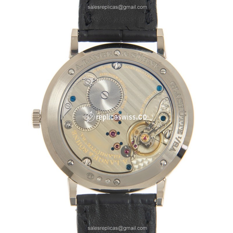 A. Lange & Sohne SAXONIA 201.027 - Manual Wind - 18kt White Gold - White Dial - Black Alligator Buckle - View 3