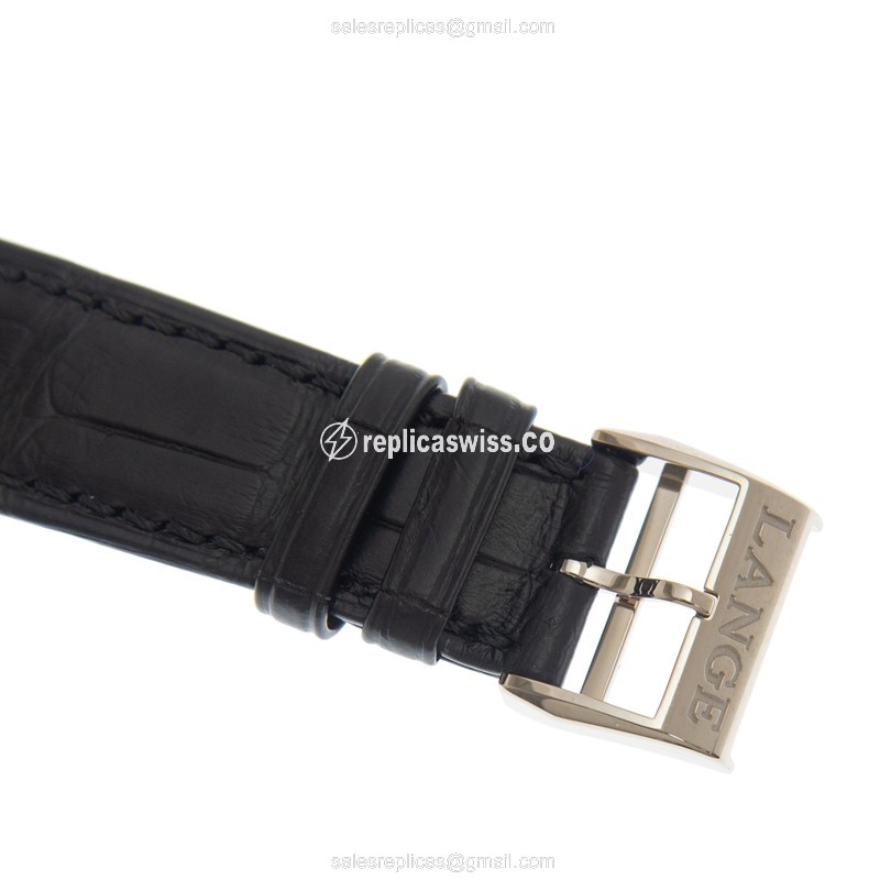 A. Lange & Sohne SAXONIA 201.027 - Manual Wind - 18kt White Gold - White Dial - Black Alligator Buckle - View 4